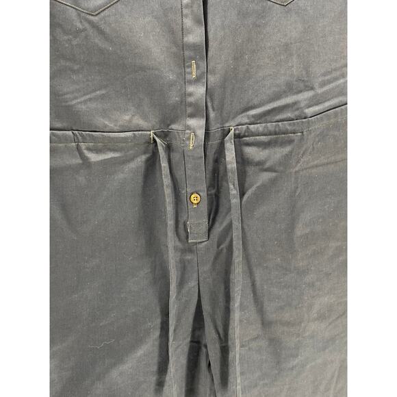 THE KIT. Women's Black Denim Short Sleeve Half-Button Wide-Leg Jumpsuit SZ M - Picture 4 of 9